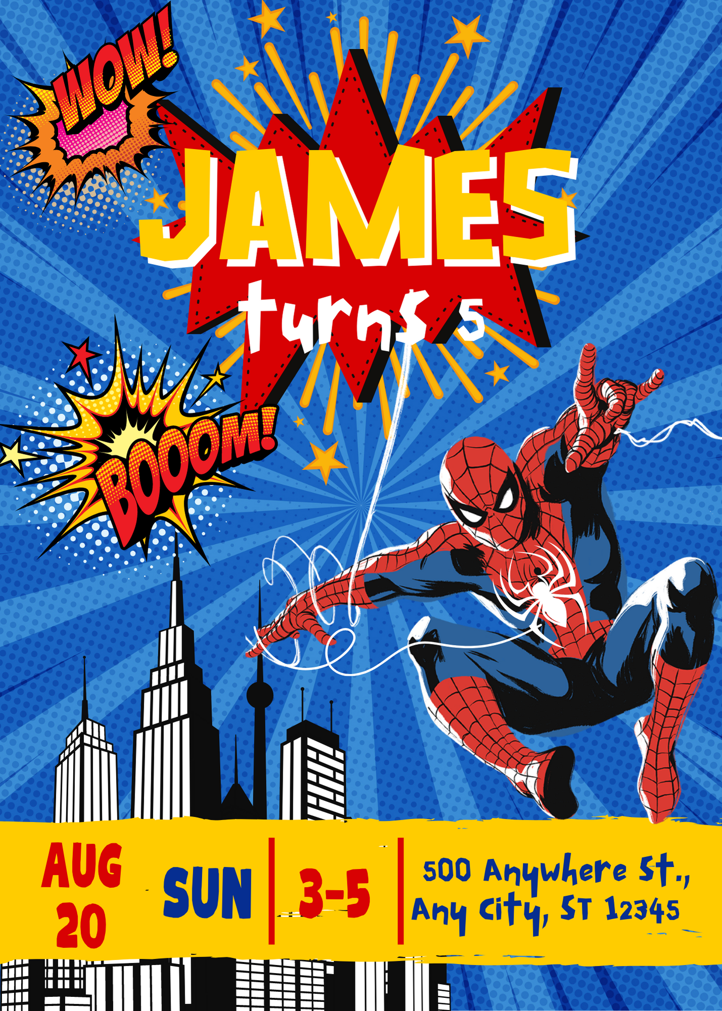 SpideyInspired Birthday Invite Template